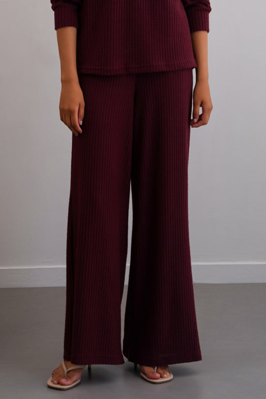 WINE WAFFLE KNIT PANTS