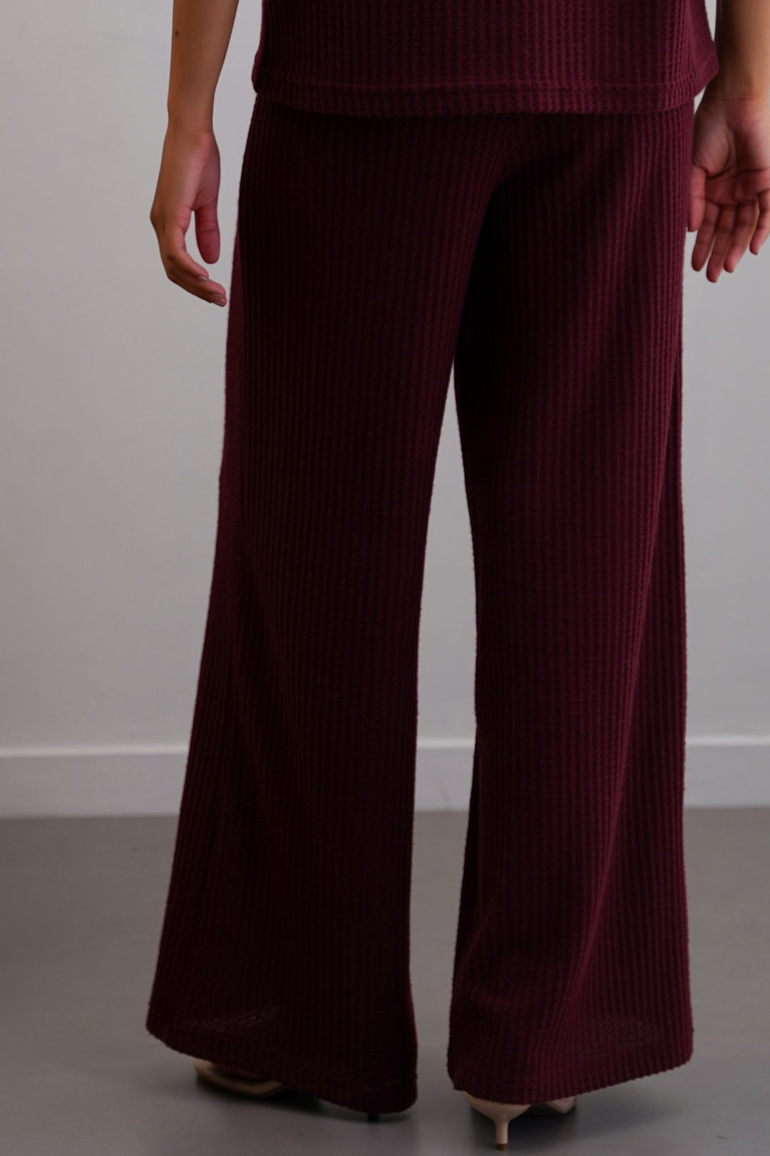 WINE WAFFLE KNIT PANTS