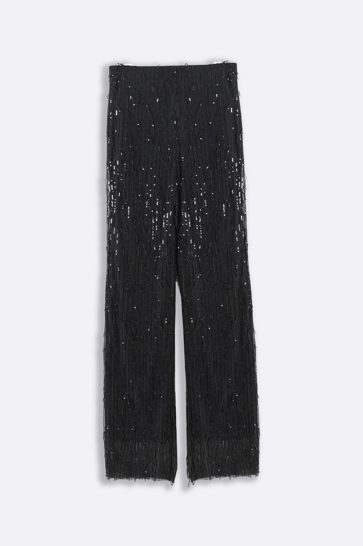 BLACK SEQUINED PARTY PANTS