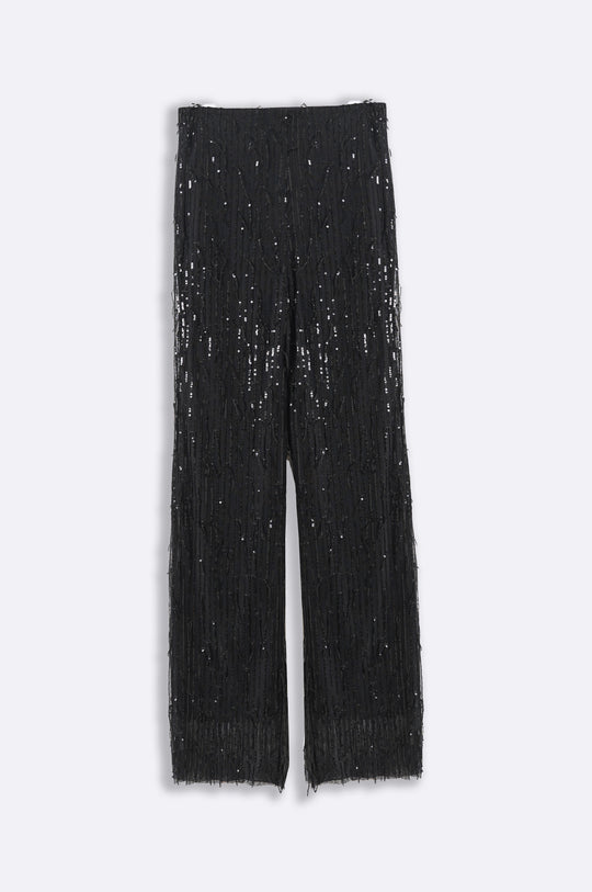 BLACK SEQUINED PARTY PANTS