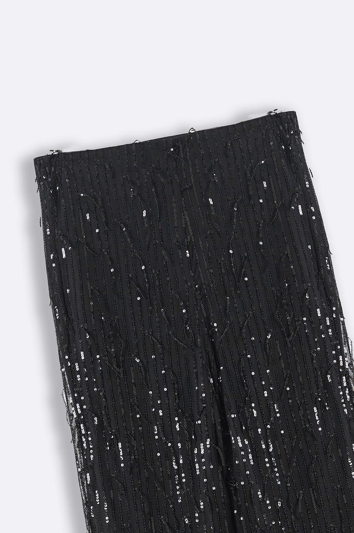 BLACK SEQUINNED PARTY PANTS