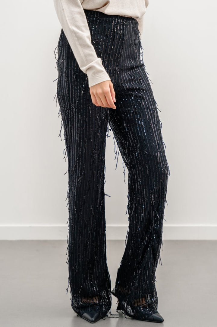 BLACK SEQUINED PARTY PANTS