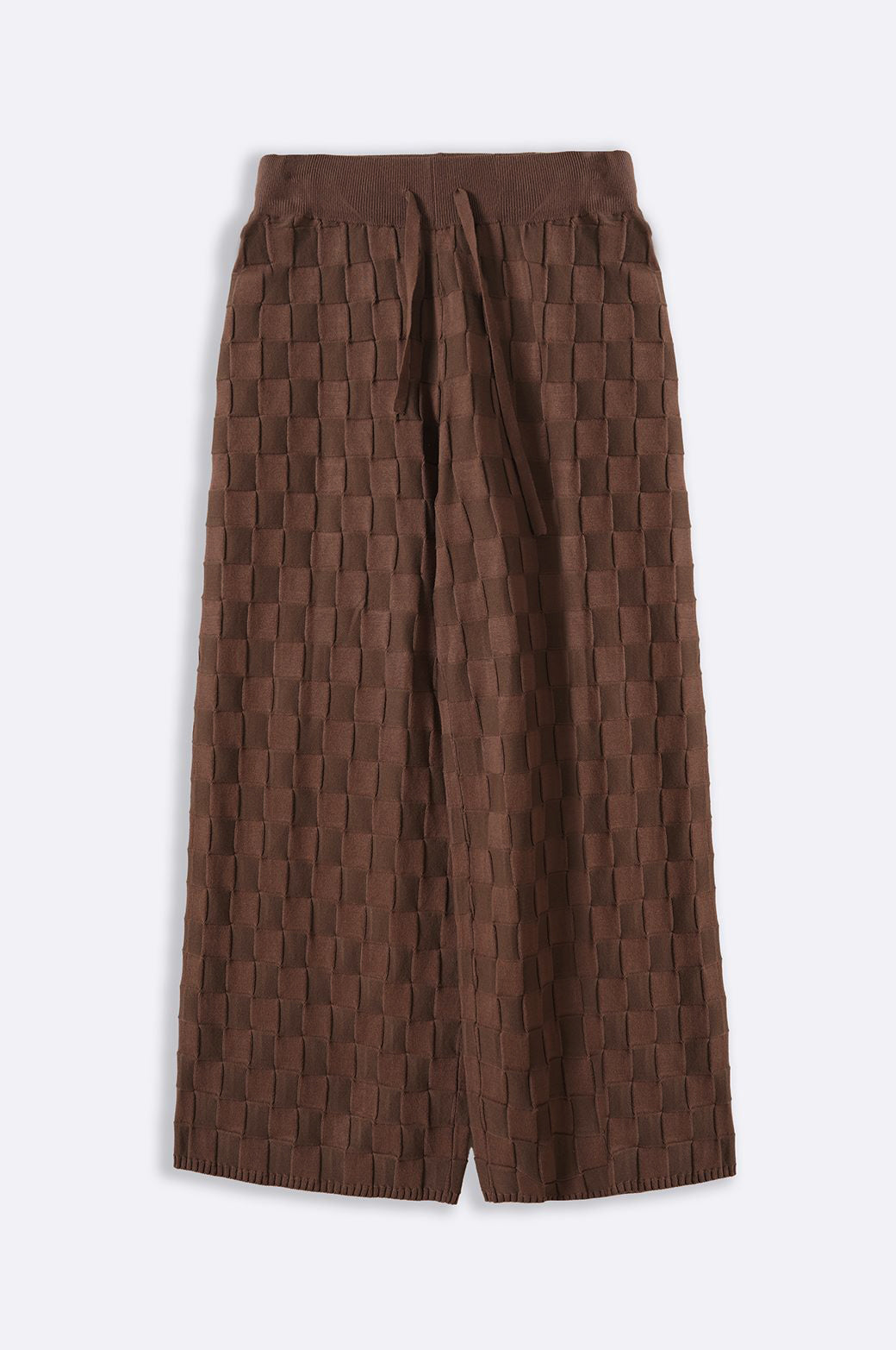 DARK BROWN CHECKERED KNIT PANTS