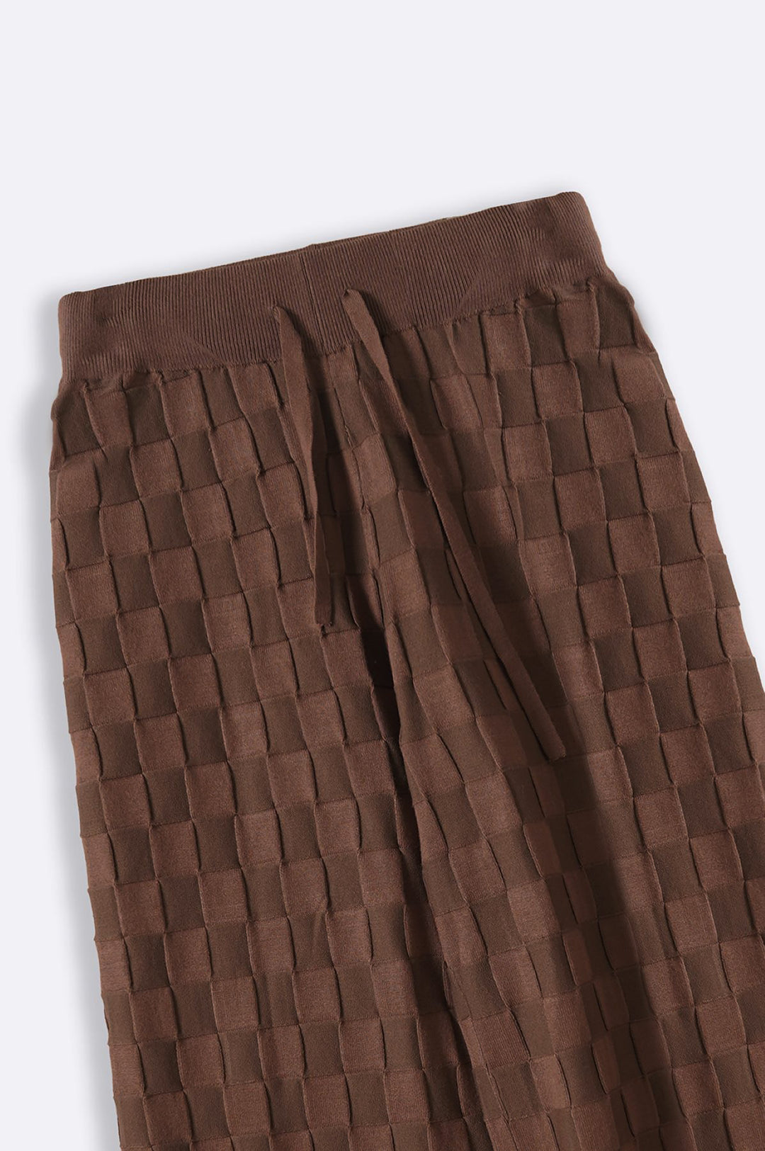 DARK BROWN CHECKERED KNIT PANTS