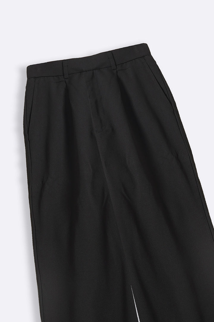 BLACK WIDE LEG TROUSERS