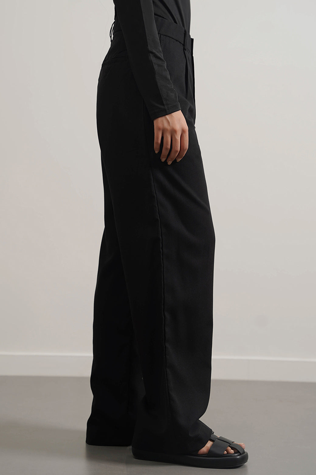 BLACK WIDE LEG TROUSERS