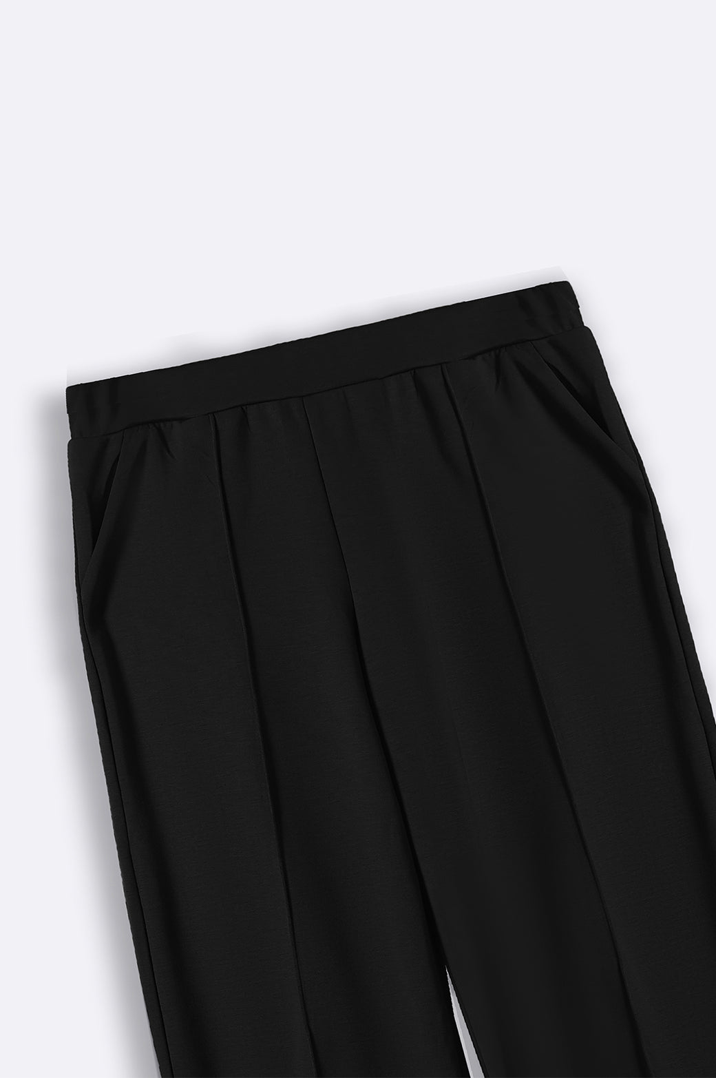 BLACK CURVE PLEATED TROUSERS