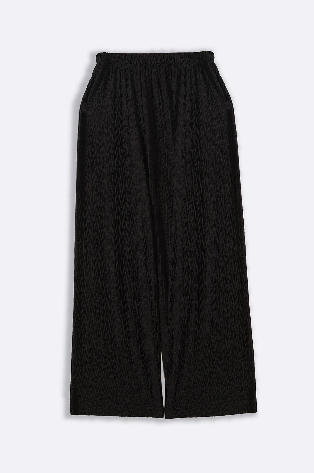 BLACK TEXTURED TROUSERS