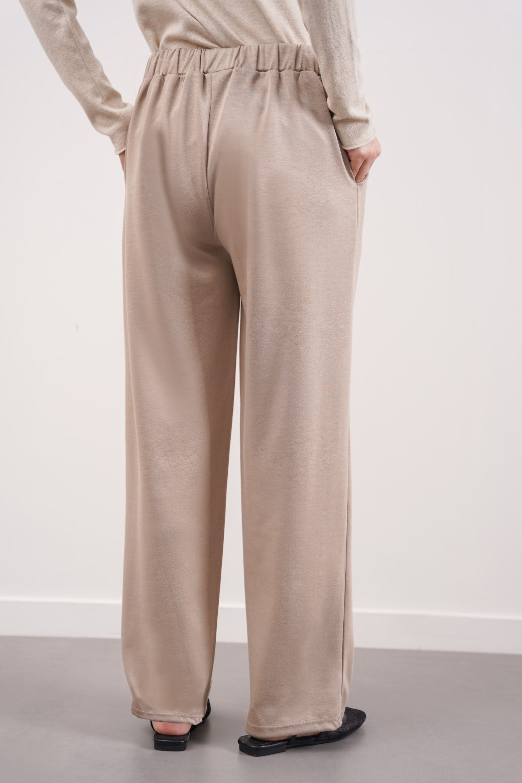 KHAKI NEOPRENE STRAIGHT-LEG PANTS