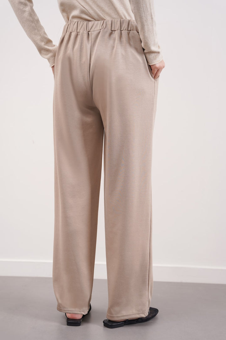 KHAKI NEOPRENE STRAIGHT-LEG PANTS