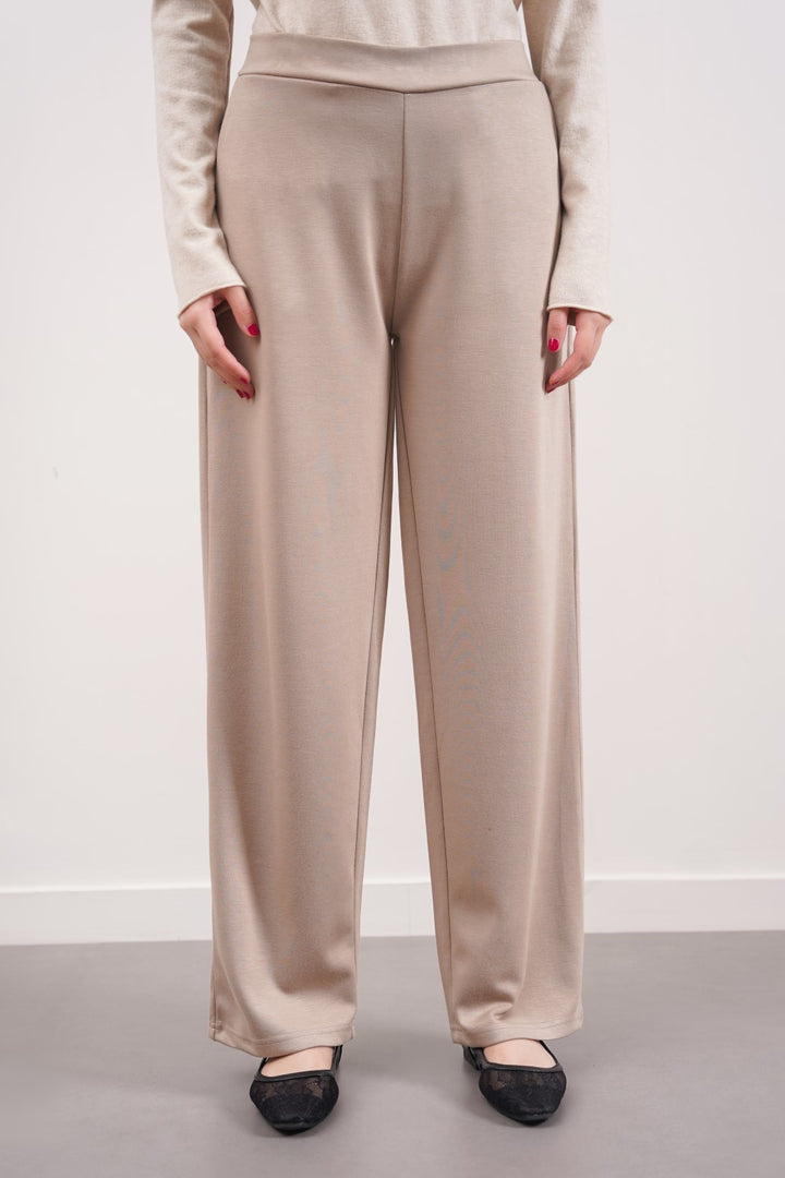 KHAKI NEOPRENE STRAIGHT-LEG PANTS