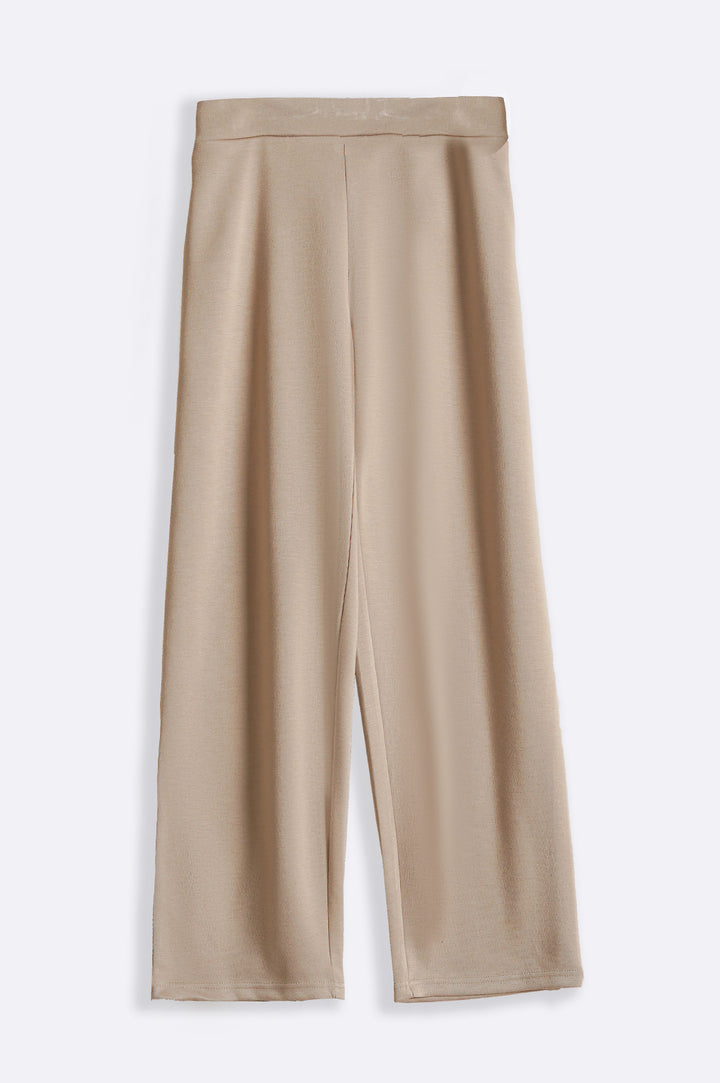 KHAKI NEOPRENE STRAIGHT-LEG PANTS