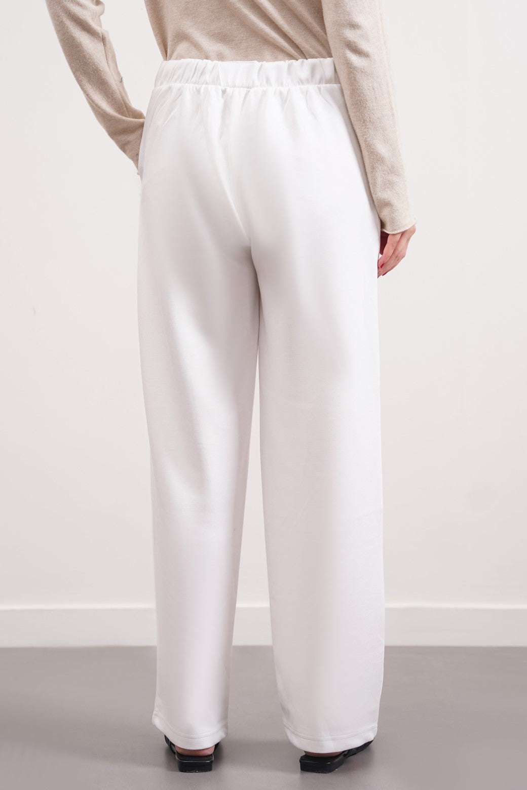 WHITE NEOPRENE STRAIGHT-LEG PANTS