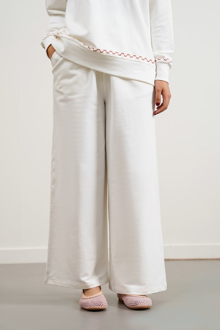 WHITE AZTEC PRINT TROUSERS