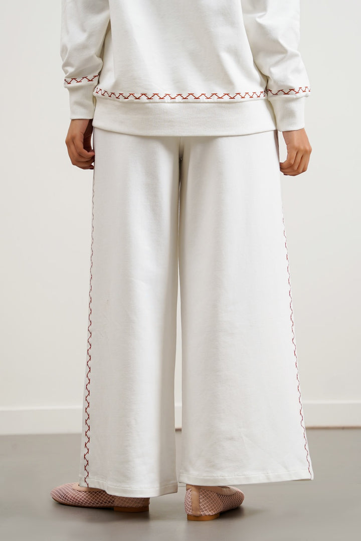 WHITE AZTEC PRINT TROUSERS