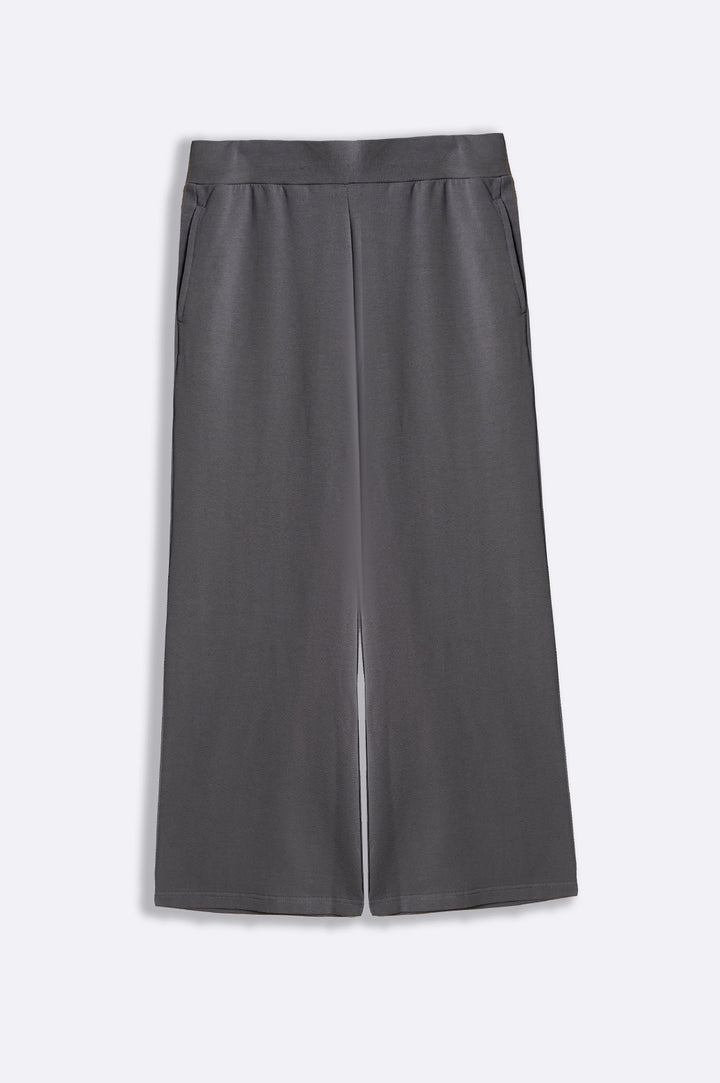 CHARCOAL WIDE-LEG TROUSERS