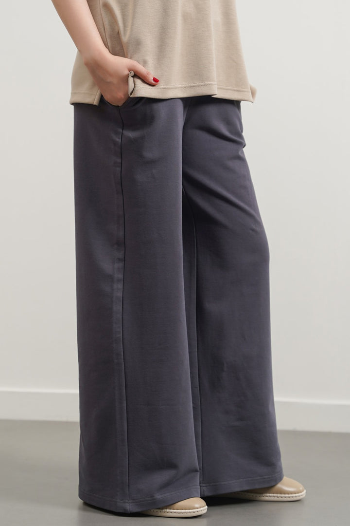 CHARCOAL WIDE-LEG TROUSERS