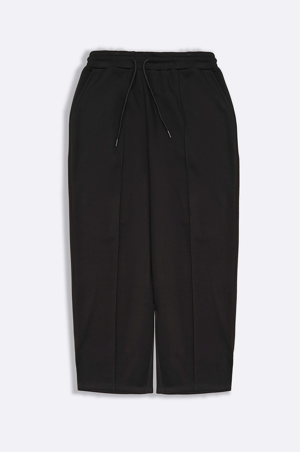 BLACK CURVE PLEATED NEOPRENE TROUSERS