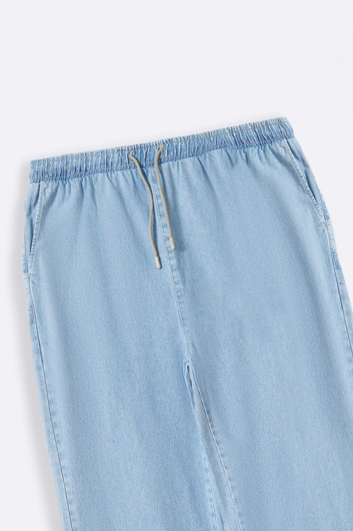 LIGHT BLUE CURVE STRETCHY WAIST WIDE JEANS