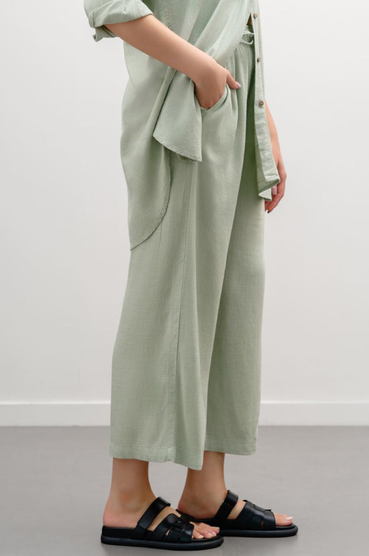 MATCHA GREEN WIDE ANKLE PANTS