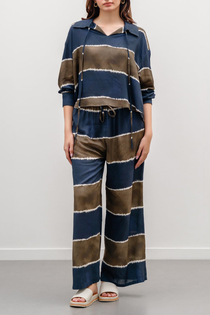 BROWN SHIBORI PRINTED PANTS