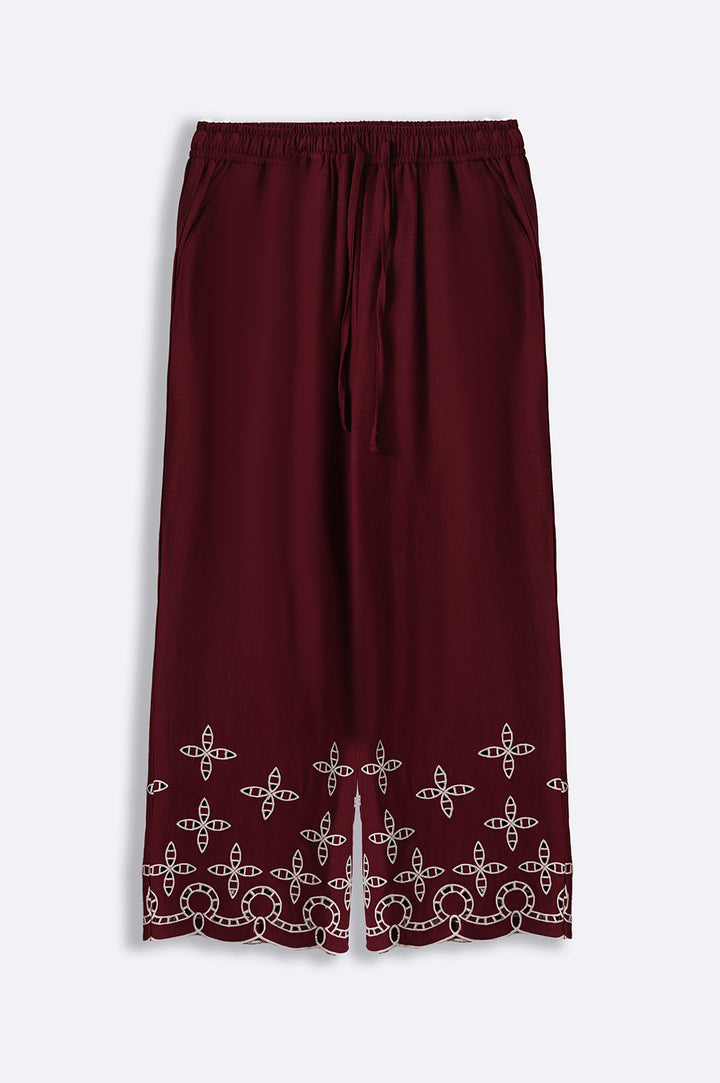 MAROON EMBROIDERED BOTTOM