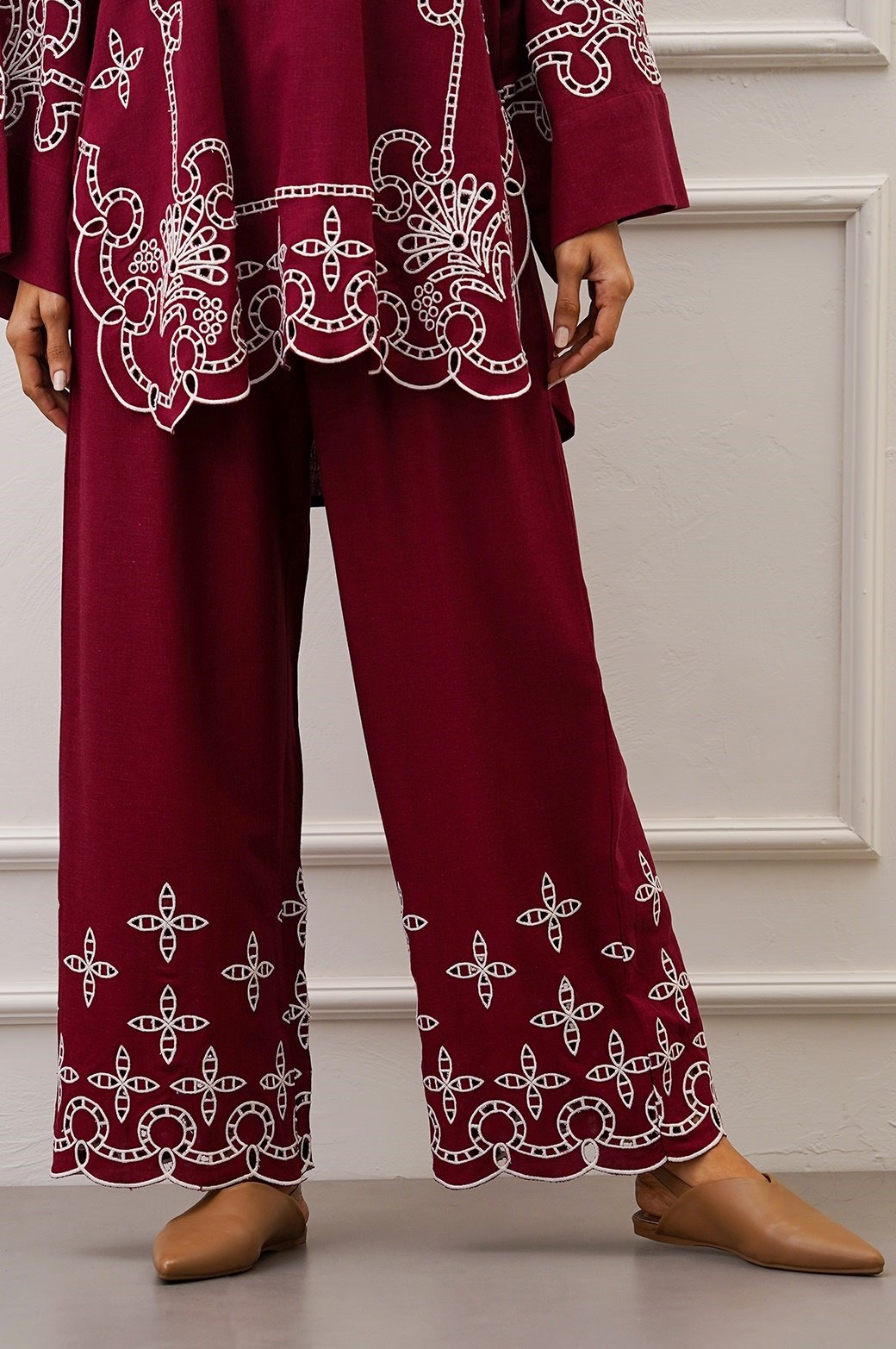 MAROON EMBROIDERED BOTTOM