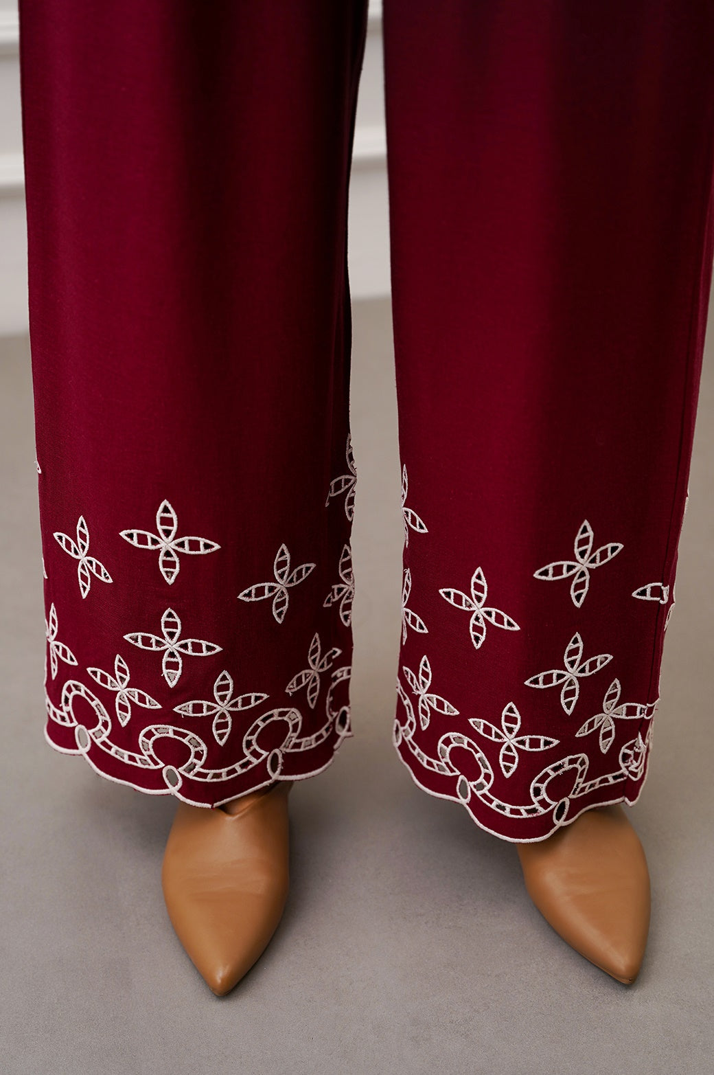 MAROON EMBROIDERED BOTTOM