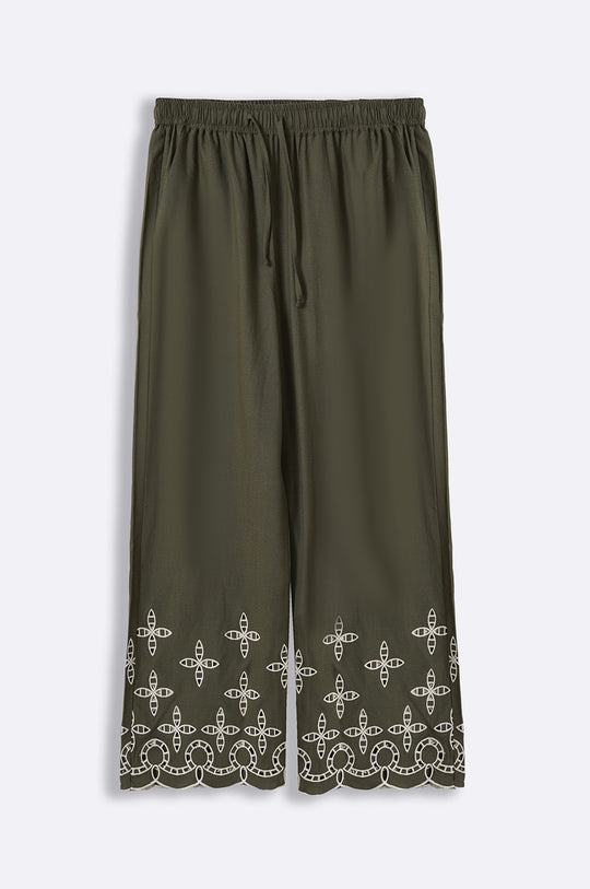 OLIVE EMBROIDERED BOTTOM
