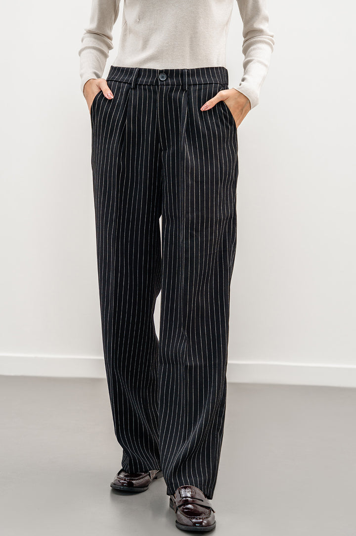 BLACK PIN STRIPED PANTS