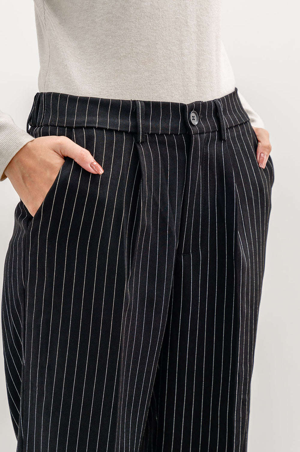 BLACK PIN STRIPED PANTS