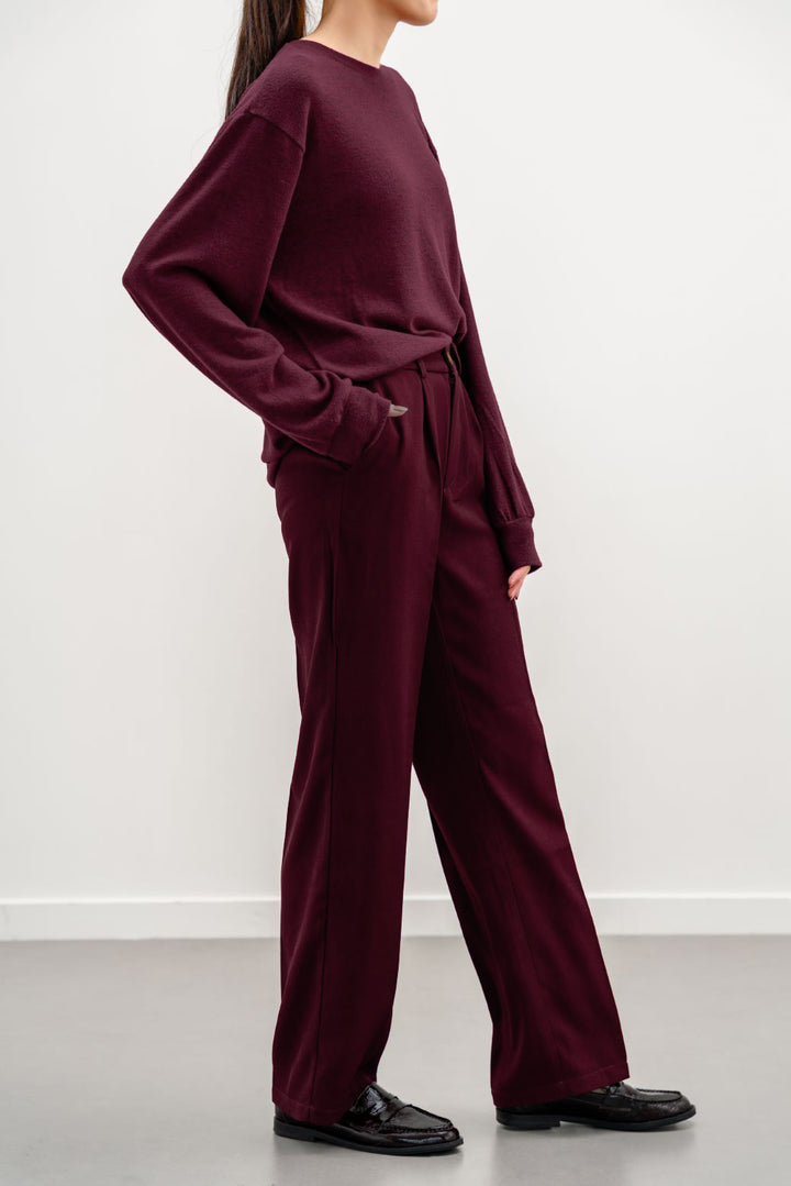 BURGUNDY TAILORED EASY PANTS