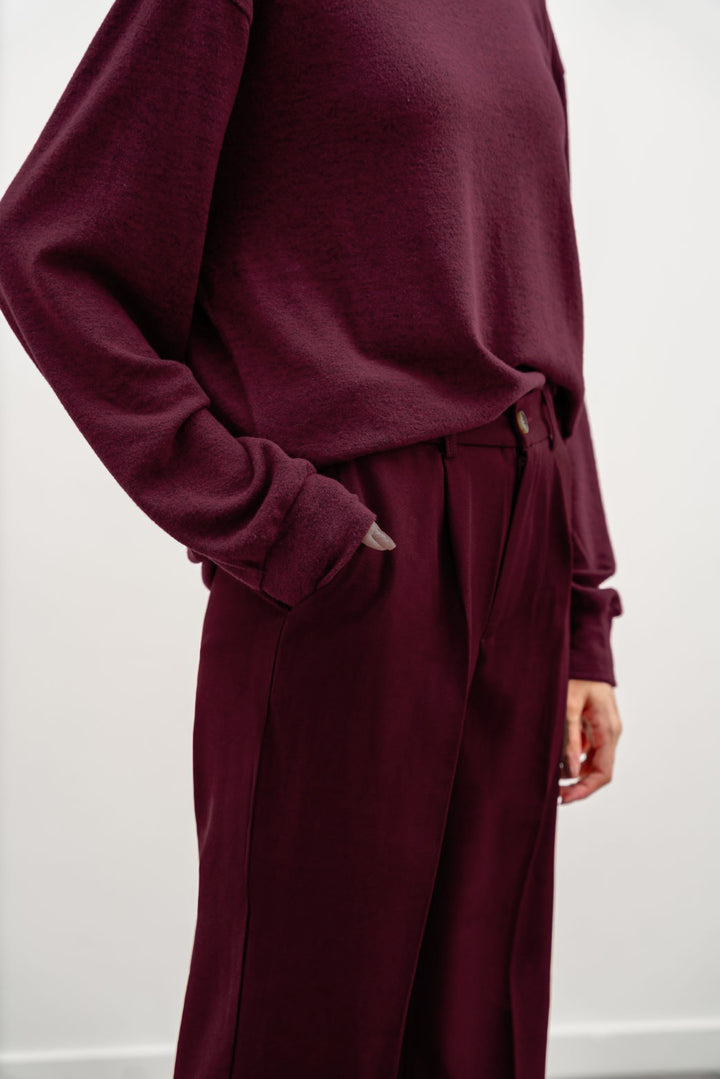 BURGUNDY TAILORED EASY PANTS