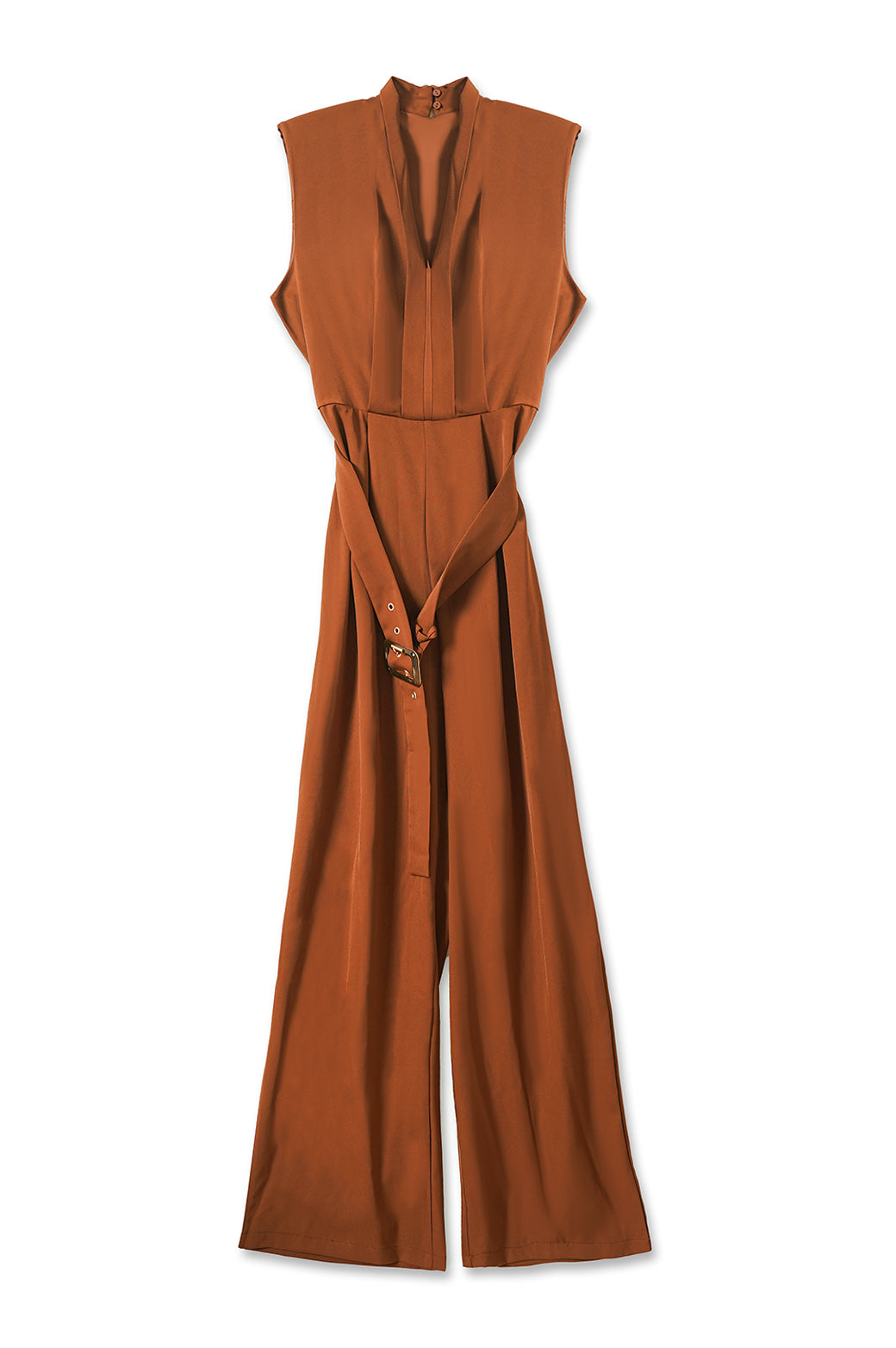 BROWN BELTED JUMPSUIT