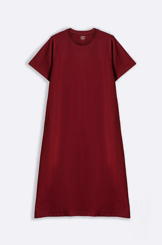 MAROON LONG A-LINE DRESS