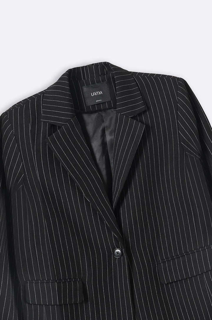 BLACK PIN-STRIPED BLAZER