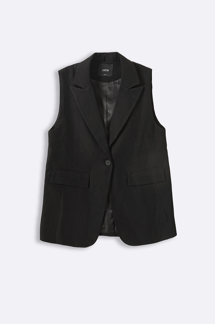 BLACK SLEEVELESS BLAZER