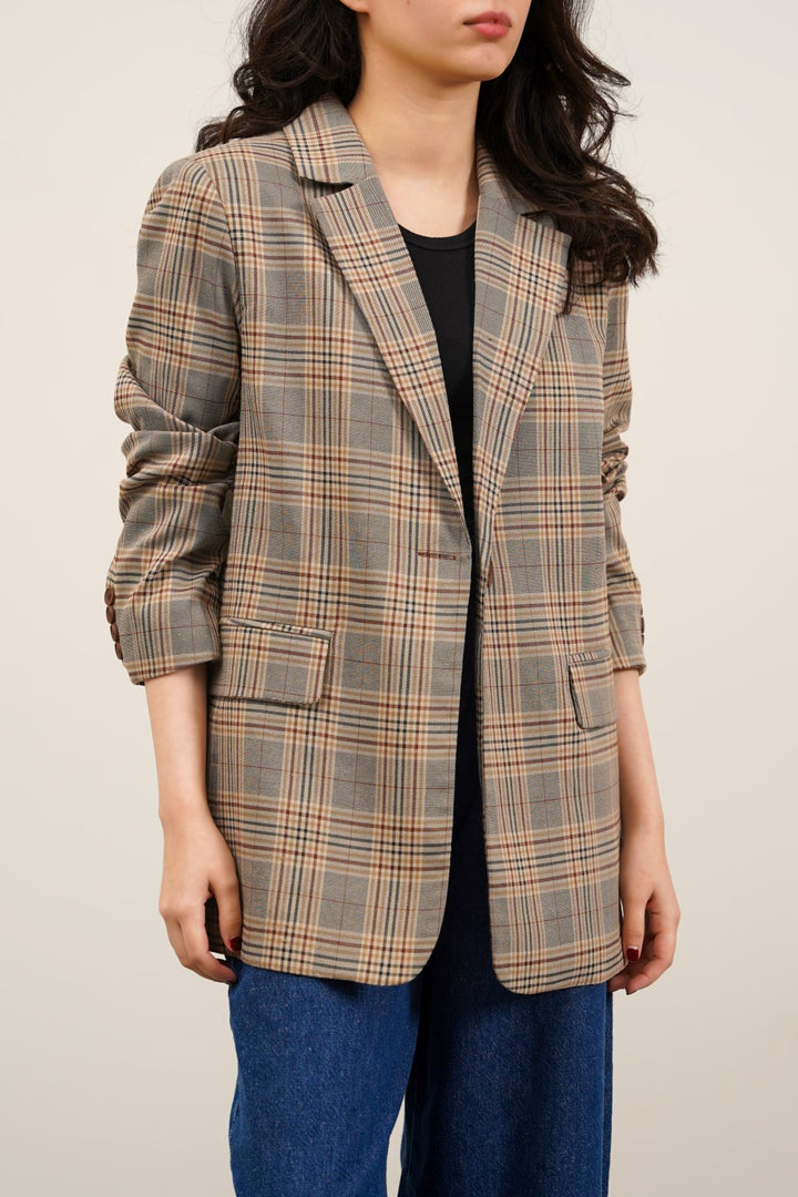 BEIGE CHECKERED BLAZER