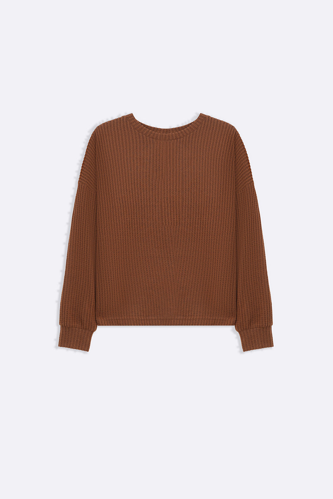 CAMEL WAFFLE KNIT TOP
