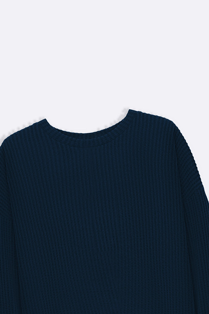 TEAL WAFFLE KNIT TOP