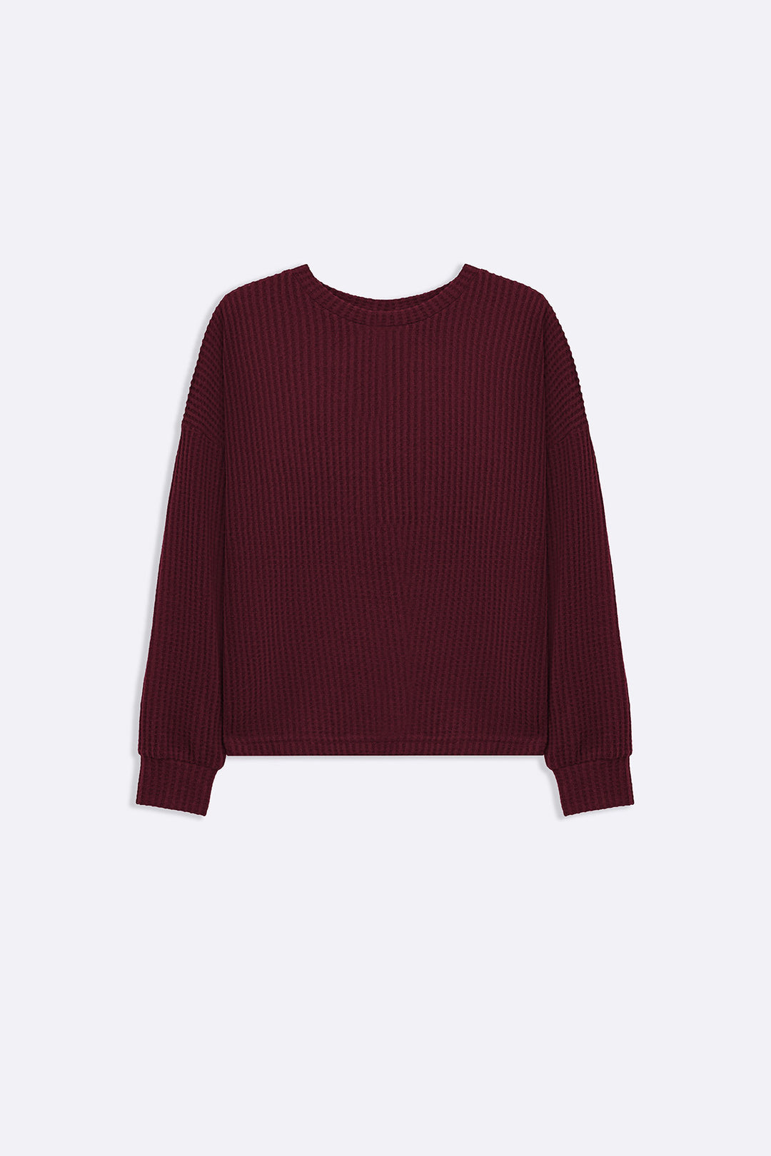 WINE WAFFLE KNIT TOP