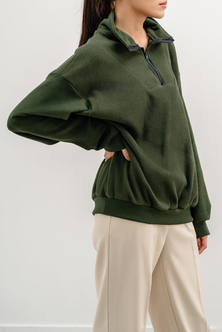 GREEN FLEECE PULL-OVER