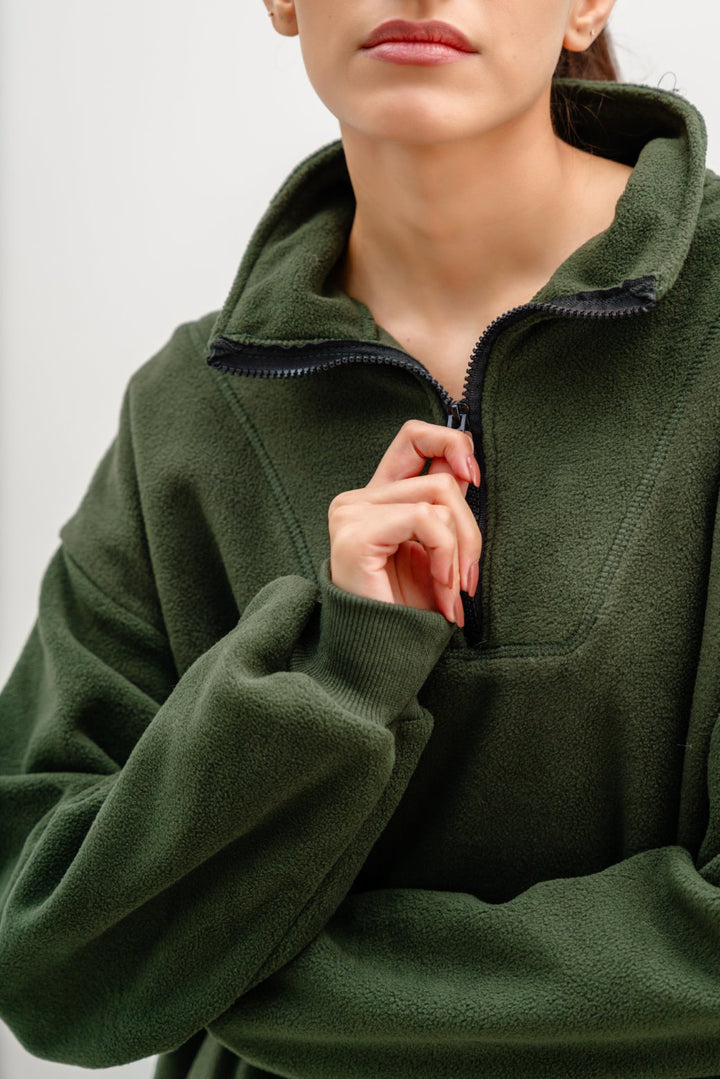 GREEN FLEECE PULL-OVER