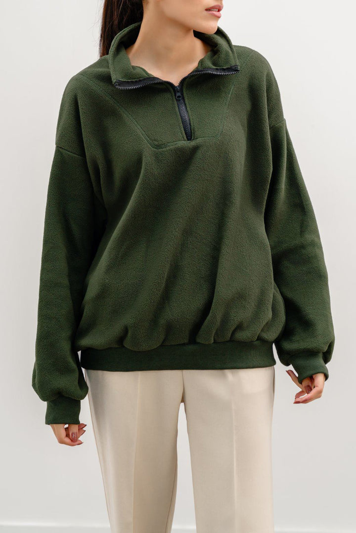 GREEN FLEECE PULL-OVER