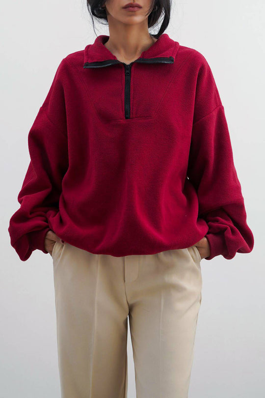 WINE FLEECE PULL-OVER