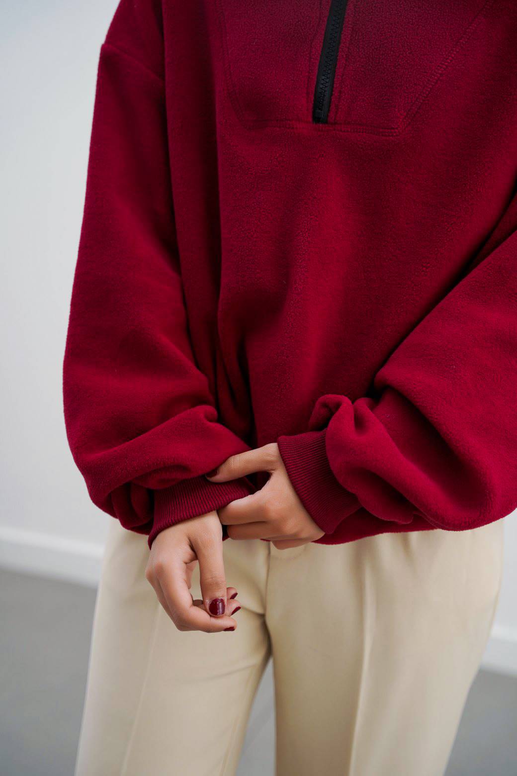 WINE FLEECE PULL-OVER