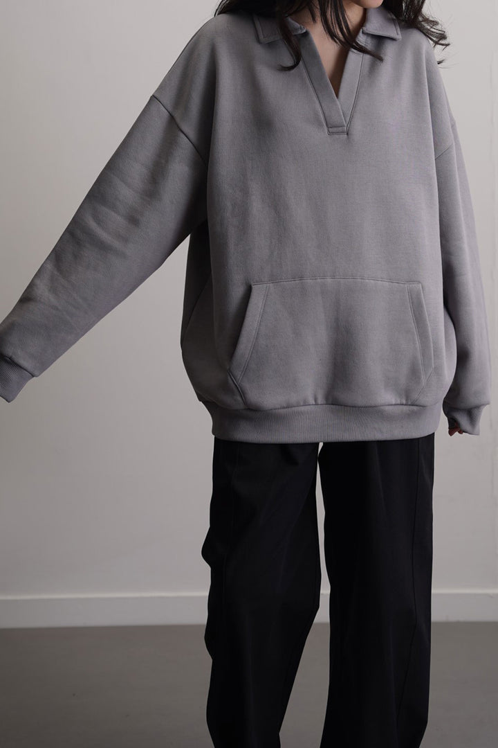 GREY POLO NECK SWEATSHIRT