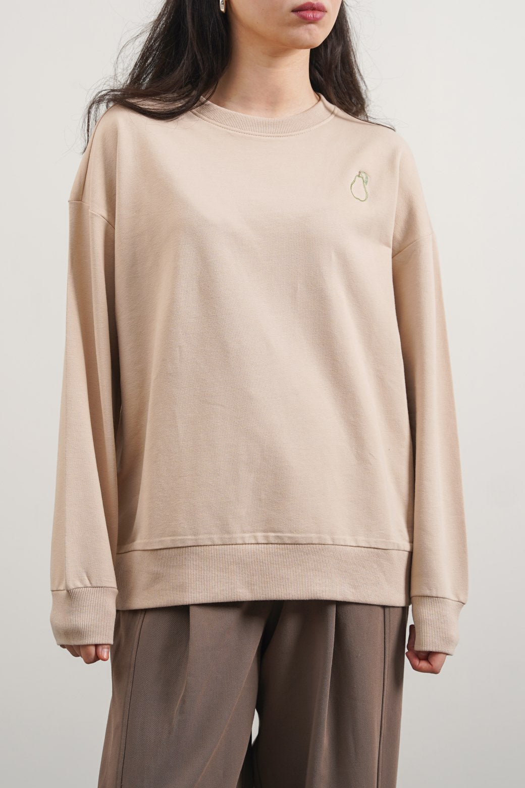 KHAKI EMBROIDERED SWEATSHIRT