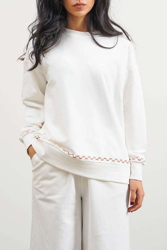 WHITE PRINTED SWEATSHIRT