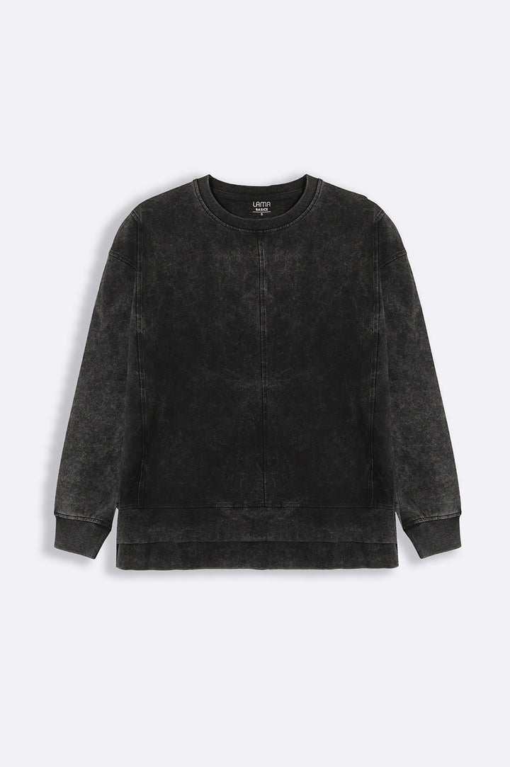 BLACK CLASSIC  WASHED-EFFECT SWEATSHIRT